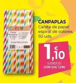 CashDiplo CANPAPLAS Cañita de papel espiral de colores oferta