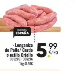 Family Cash Longaniza de Pollo/ Cerdo o estilo Criollo oferta