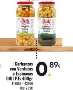 Family Cash DIDI Garbanzos con Verduras o Espinacas oferta