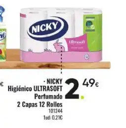 Family Cash NICKY Higiénico Ultrasoft Perfumado 2 Capas 12 Rollos oferta