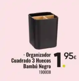 Family Cash Organizador Cuadrado 3 Huecos Bambú Negro oferta