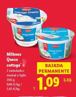 Lidl MILBONA Queso cottage oferta