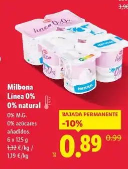Lidl MILBONA Línea 0% natural oferta