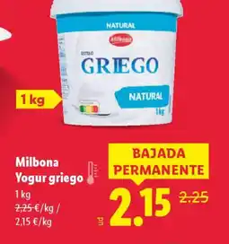 Lidl MILBONA Yogur griego oferta