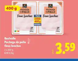 Lidl REALVALLE Pechuga de pollo finas lonchas oferta