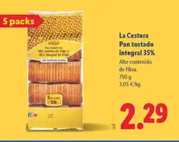 Lidl LA CESTERA Pan tostado integral 35% oferta