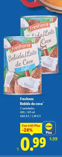 Lidl FRESHONA Bebida de coco oferta