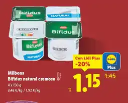Lidl MILBONA Bífidus natural cremoso oferta