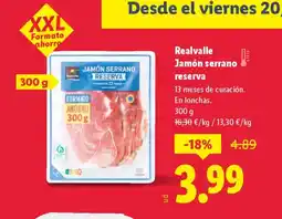 Lidl REALVALLE Jamón serrano reserva oferta