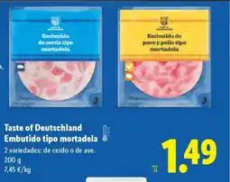 Lidl TASTE OF DEUTSCHLAND Embutido tipo mortadela oferta