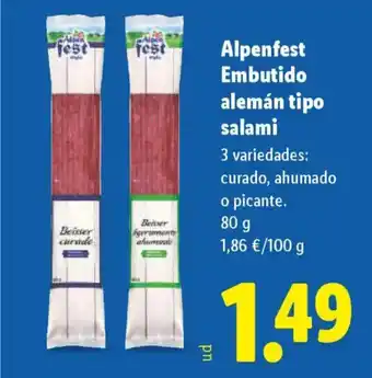 ALPENFEST Embutido alemán tipo salami