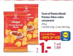Lidl TASTE OF DEUTSCHLAND Patatas fritas sabor currywurst oferta