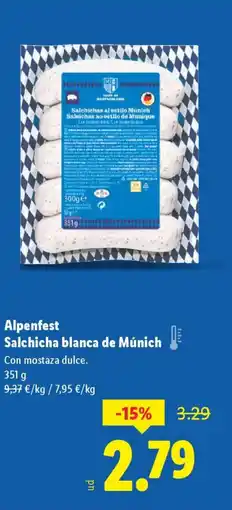 Lidl ALPENFEST Salchicha blanca de Múnich oferta