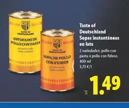 Lidl TASTE OF DEUTSCHLAND Sopas instantáneas en lata oferta