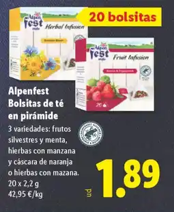 Lidl ALPENFEST Bolsitas de té en pirámide oferta