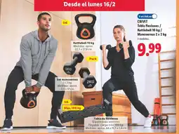 Lidl CRIVIT Tabla flexiones / Kettlebell 10 kg/ Mancuernas oferta