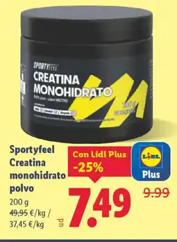 Lidl SPORTYFEEL Creatina monohidrato polvo oferta