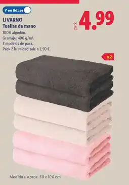 Lidl LIVARNO Toallas de mano oferta