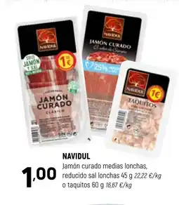 Coviran NAVIDUL Jamón curado medias lonchas, reducido sal lonchas oferta