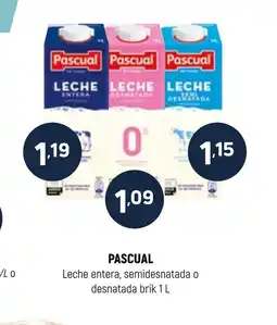 Coviran PASCUAL Leche entera, semidesnatada o desnatada brik oferta