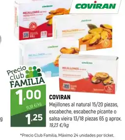 Coviran COVIRAN Mejillones al natural 15/20 piezas, escabeche, escabeche picante o salsa vieira oferta