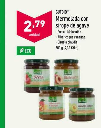 ALDI Gutbio Mermelada Con Sirope De Agave 300g oferta
