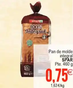 Plenus Supermercados SPAR Pan de molde integral oferta
