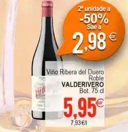 Plenus Supermercados VALDERIVERO Viño Ribera del Duero Roble oferta