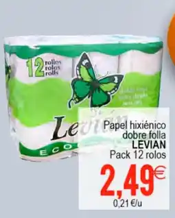 Plenus Supermercados LEVIAN Papel hixiénico dobre folla oferta