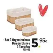 Family Cash Blanco - set 3 organizadores bambu 3 tamanos oferta