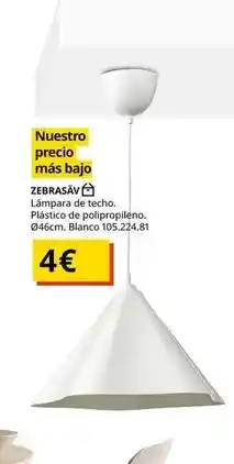 IKEA Blanco - lampara de recho, platica de pollopropilno, o4fcn oferta