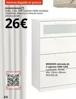 IKEA Blanco - brimines cómoda de 4 cajones oferta