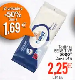 Plenus Supermercados SENSITIVE DODOT Toalliñas Caixa 54 u oferta