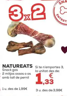 Kiwoko NATUREATS Snack gos 2 mitjos ossos o os amb tall de pernil oferta