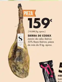 Supermercados Lupa SIERRA DE CODEX Jamón de cebo ibérico 50% Raza Ibérica oferta