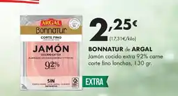 Supermercados Lupa BONNATUR de ARGAL Jamón cocido extra 92% carne corte fino lonchas oferta
