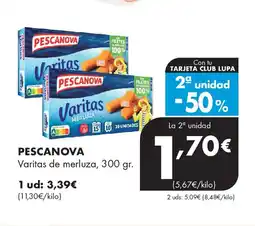 Supermercados Lupa PESCANOVA Varitas de merluza oferta