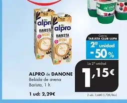 Supermercados Lupa ALPRO de DANONE Bebida de avena Barista oferta