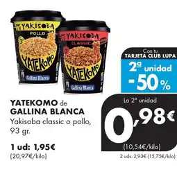 Supermercados Lupa YATEKOMO de GALLINA BLANCA Yakisoba classic o pollo oferta