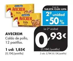 Supermercados Lupa AVECREM Caldo de pollo 12 pastillas oferta
