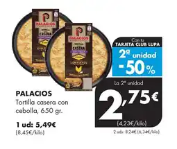 Supermercados Lupa PALACIOS Tortilla casera con cebolla oferta