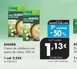 Supermercados Lupa KNORR Crema de calabacín con queso de cabra oferta