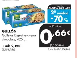 Supermercados Lupa GULLÓN Galletas Digestive avena chocolate oferta