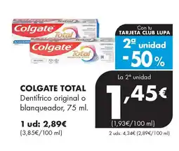 Supermercados Lupa COLGATE TOTAL Dentifrico original o blanqueador oferta