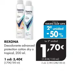 Supermercados Lupa REXONA Desodorante advanced protection cotton dry o tropical oferta