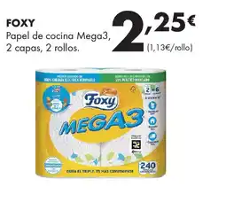Supermercados Lupa FOXY Papel de cocina Mega3 2 capas 2 rollos oferta