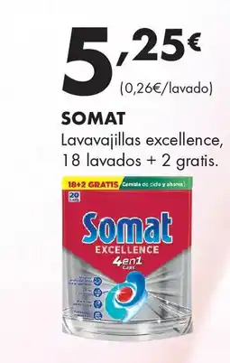 Supermercados Lupa SOMAT Lavavajillas excellence 18 lavados +2 gratis oferta