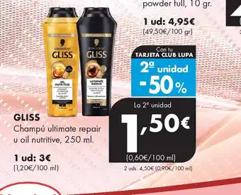 Supermercados Lupa GLISS Champú ultimate repair oferta