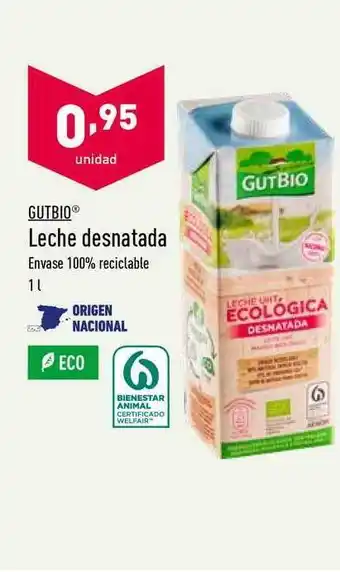 ALDI Gutbio Leche Desnatada 1L oferta