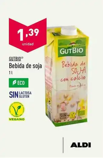 ALDI Gutbio Bebida De Soja 1L oferta